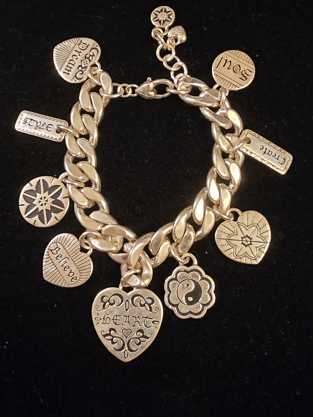 Retired Brighton Manuscript Charm Bracelet